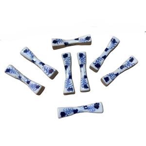 Vintage porcelain Chop stick rests set of 8 Blue and White